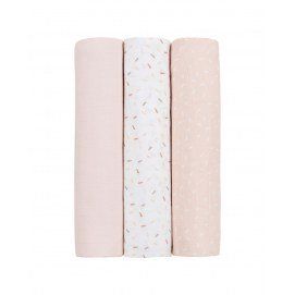 Juego de pañales de muselina 3 uds 100x100 cm Confetti Rosa