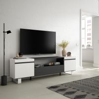 mueble tv efecto madera blanco y negro 200x35x57cm con patas