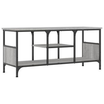 Mueble Tv | Mueble De Salón | Armario Tv Hierro Y Madera Contrachapada Gris Sonoma 100x35x45cm