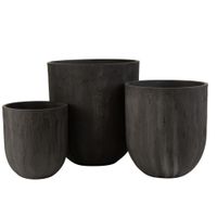 lote de 3 macetas de ceramica negra 55x55x615 cm