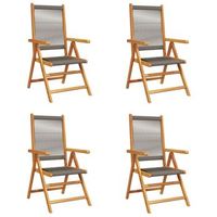 pack 4 uds sillas de jardin  silla de exterior  sillon reclinables madera maciza acacia gris