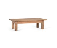 esta mesa de centro rectangular esta fabricada en madera de mango natural