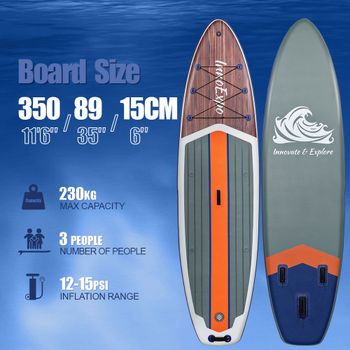 InnoExpo Tabla de Paddle Surf Inflable de 350*89*15cm, Tabla de Surf SUP Antideslizante para Deportes Acuáticos, Tabla de Paddleboard ISUP