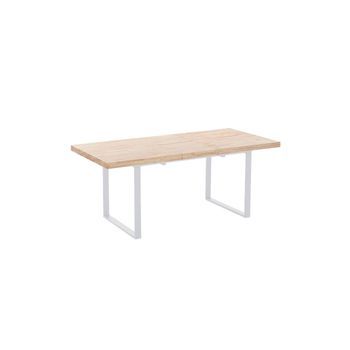Mesa De Comedor Extensible Natural Roble Salvaje - Blanco 180 X 76 X 80 Cm