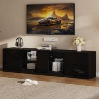 mueble para tv - iluminacion led de 16 colores - mdf y cristal templado - negro 160x40x52cm
