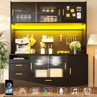 aparador buffet - mueble de cocina y comedor - mdf y metal - negro y dorado 140x40x180cm