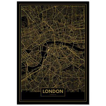 Panorama Cartón Pluma Mapa Oro De Londres 70 X 100 Cm | Impreso En Cartón Pluma De Alta Calidad | Cuadros Decoración Salón | Cuadros Para Dormitorio |