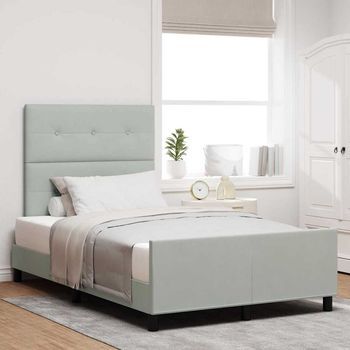 Vidaxl Cama Tipo Box Spring Gris Claro 120 X 190 Cm Terciopelo