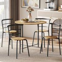 conjunto 1 mesa  4 sillas de mdf metal-homcom natural