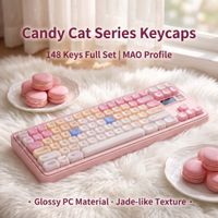 148 teclas moa lindas teclas pbt diseno transparente brillante para pc estilo estetico y lindo para teclados mecanicos para chicas
