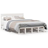 cama de matrimonio  cama de adulto  estructura de cama sin colchon madera maciza blanca 120x190 cm