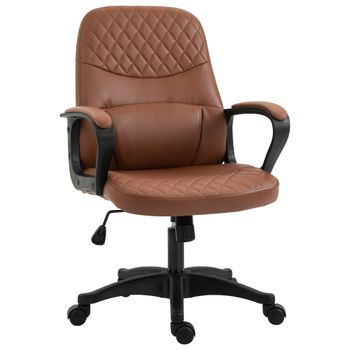 Vinsetto Silla de Oficina con Masaje Lumbar y Puerto USB Sillón de Oficina en Cuero Sintético Marrón con Altura Ajustable   Aosom España