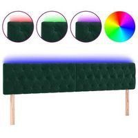 cabecero cama  panel de cabecera con led de terciopelo verde oscuro 200x7x7888 cm