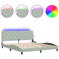 estructura cama con luces led terciopelo gris claro 180x200 cm
