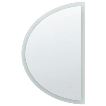 Espejo De Pared Led De Vidrio Plateado 49 X 80 Cm Maquillaje Semi Tocador Bezons