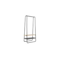 perchero con 2 estantes metal negro y madera 80 x 40 x 170 cm