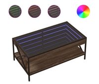 mesa de cafe - mesa de centro con infinity led marron roble 90x50x38 cm