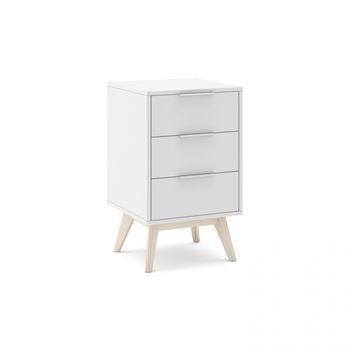 Mesita De Noche De 3 Cajones Y Patas 40x65,5 Cm Numa Blanco - Oak Soft 40 X 65,5 X 35 Cm