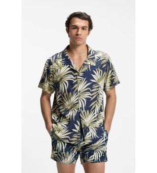 BOSS para hombre. 50535793 Camisa Beach beige (S), Casual, Viscosa, Manga corta