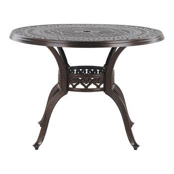 Mesa De Jardín De Aluminio Marrón Redonda Ø 102 Cm Estilo Retro Salento