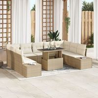 juego de sofa de jardin set de 10 beige ratan sofa seccional v3618 unico  beige