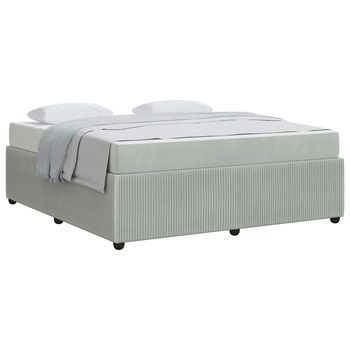 Estructura De Cama Con Colchón Gris Claro Y Blanco Y Gris Claro
