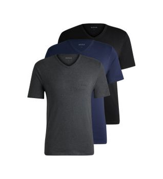 BOSS para hombre. 50475285 Pack 3 Camisetas Classic negro, marino, gris (S), Homewear, Algodón, Manga corta
