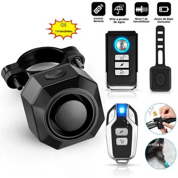 Extractme 110dB alarma de bicicleta inalámbrico USB carga alarma de vibración de bicicleta IPX5 impermeable motocicleta Scooter sistema de alarma antirrobo