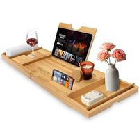 bandeja para banera serenelife combo de desayuno bambu natural impermeable slbcad502gb brazo deslizante plegable soporte para vino movil y jabon r color natural