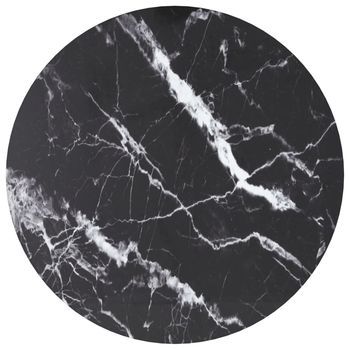 Tablero De Mesa Diseño Mármol Vidrio Templado Negro Ø70x0,8 Cm Vidaxl
