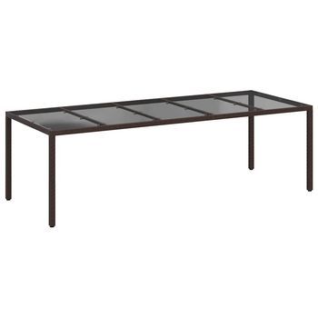 Mesa De Jardín | Mesa De Exterior Marrón 250 X 100 X 75 Cm Ratán Sintético