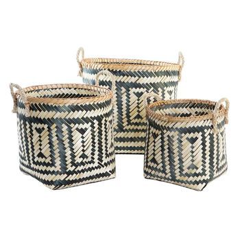 Juego De Cestas Dkd Home Decor Colonial Bambú (40 X 38 X 38 Cm)