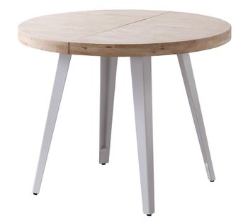 Mesa de comedor redonda extensible en madera y acero blanco d100