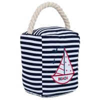 tope de puerta de algodon con barco azul 145x10x5h cm