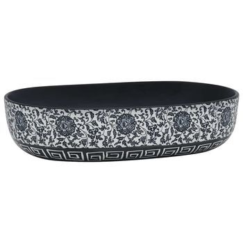 Lavabo Sobre Encimera Ovalado Cerámica Negro Y Azul 59x40x14 Cm Vidaxl