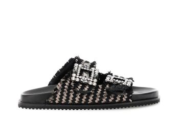 zapatillas de ante y piel laminada con hebillas joya black