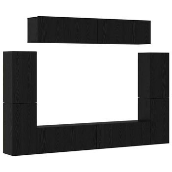 Conjunto De Mueble De Tv 8 Piezas Roble Negro 80 X 30 X 30.5 Cm