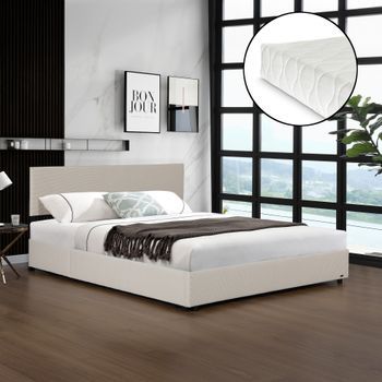 Cama Tapizada Juva Con Colchón 180x200cm - Beige Corium