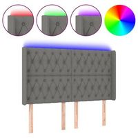 cabecero con led de tela gris oscuro 147x16x118128 cm