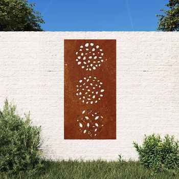 Adorno De Pared De Jardín Acero Corten Diseño De Hoja 105x55 Cm Cfw53574