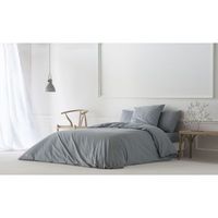 funda nordica lisa gris cama 180 cm - 260x240 cm algodon 200 hilos cierre con botones