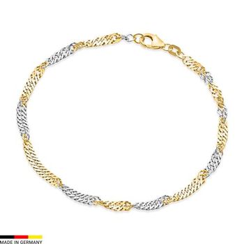 Pulsera singapur de oro de 14 quilates de 2,9 mm de ancho, bicolor