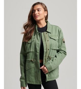 Superdry para mujer. W5011544A Cazadora militar M65 verde (S), Casual, Algodón