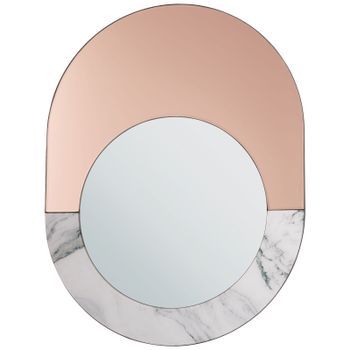 Espejo De Pared Cristal Dorado Rosa Efecto Mármol Ovalado 65 X 50 Cm Decoración Del Hogar Glamour Moderno Rety