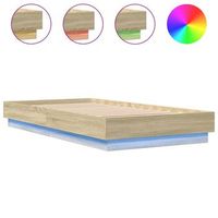 estructura de cama con luces led roble sonoma 75x190 cm