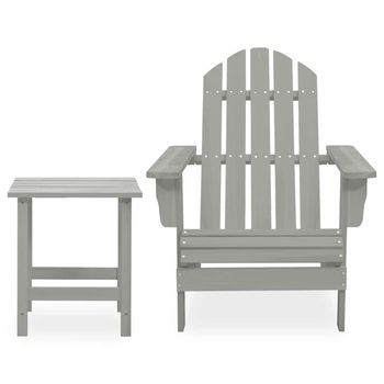 Silla Con Otomana Y Mesa Jardín | Silla De Exterior | Sillón Adirondack Abeto Macizo Gris