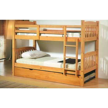 Litera 3 Camas Juvenil Nido Madera Pino MueblesYa Litera-Nido 90x190 - Miel