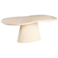 mesa de comedor moderna para jardin 200 x 110 cm 8 plazas mgo forma ovalada irregular comedor exterior interior beige spoleto