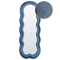 espejo de pared de estilo moderno con forma abstracta decorativo terciopelo azul 57 x 160 cm lacs