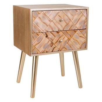 Mesita De Noche De Madera 2 Cajones